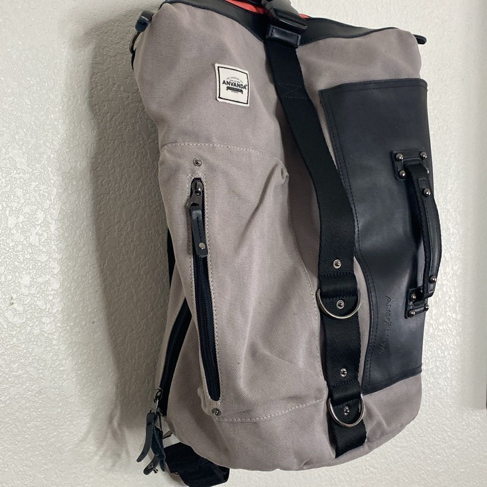 ANVANDA Stockholm Leather/Canvas Backpack - Picture 3 of 13
